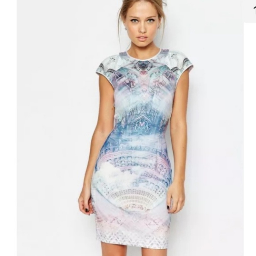 Ted Baker Scuba Bodycon Dress Wedding Guest Party